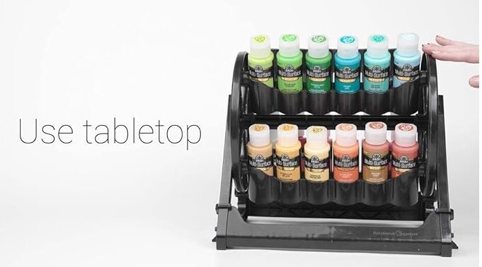 Storage for Rotational Organizers 31100, Black Container Holds 24 Standard 2 oz Bottles of Acrylic Paint for DIY Arts and Crafts