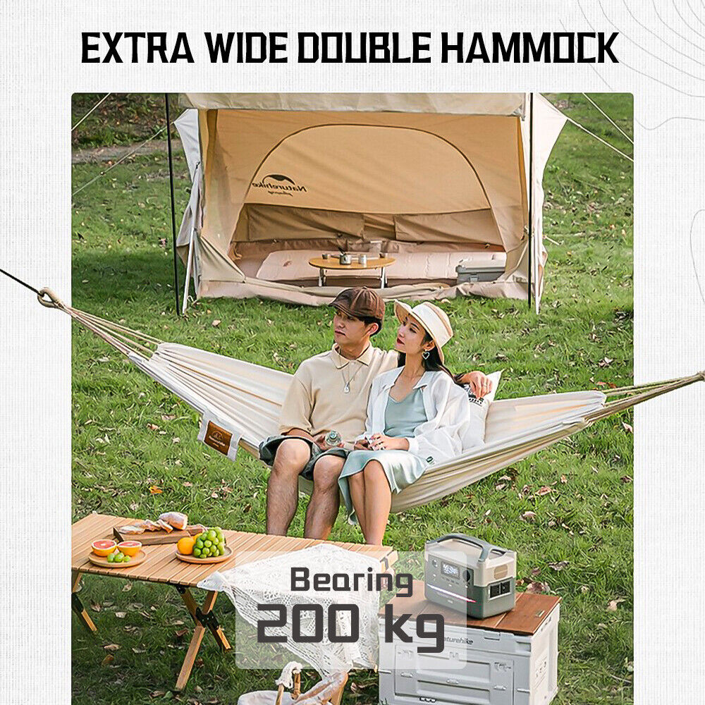 Double Canvas Hammock Swing Bed for Camping, Garden, Patio