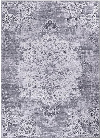 Distressed Vintage Washable Rug 8x10, Stain and Water Resistant, Bohemian Indoor Carpet (8 x 10, Gray) Machine Washable Area Rugs with Non Slip (Anti-Slip) Backing for Living Room Bedroom