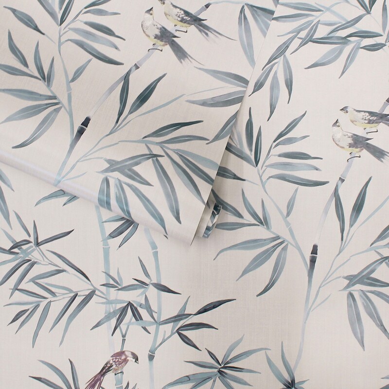 Tempaper Bamboo Chinoiserie Peel and Stick Wallpaper Mystic Blue