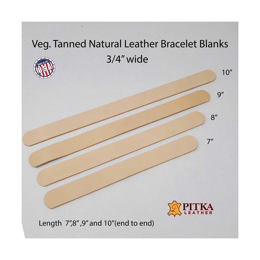 3/4" Vegetable-Tanned Leather Blanks – DIY Bracelets & Crafting Supplies 8 Packs