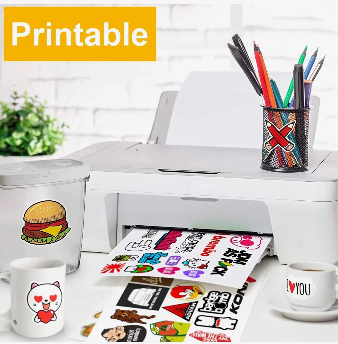 50 Sheets A4 (8.3”x11.7”) Printable Vinyl Clear Sticker Paper Waterproof Label for Ink Jet Printer.