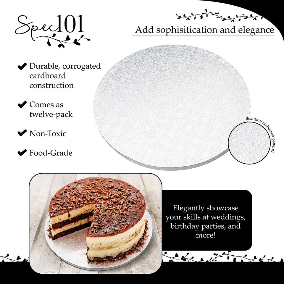 Round Cake Boards Bulk 12pk - Cake Drum White.
