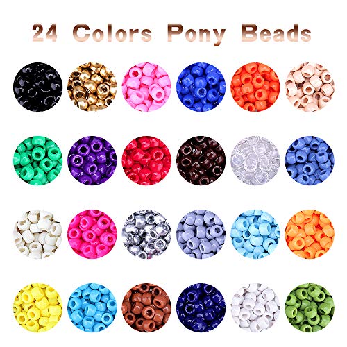 2280 PCS 24colors Pony Beads Jewelry Making Kit, 9mm Pony Beads Rainbow Opaque Beads Small Loose Spacer Beads for Friendship Bracelet Jewelry Necklace Making Crafts