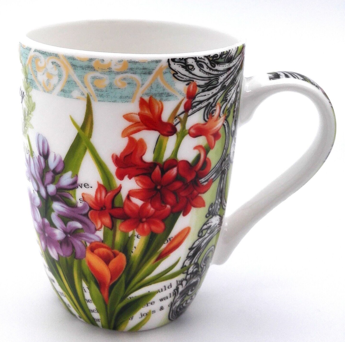Classic Floral Design Coffee Mug Set of 4