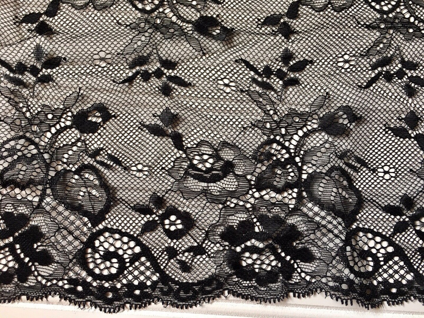 Kitcheniva Stretch Black Embroidered Border Lace Trim Sewing