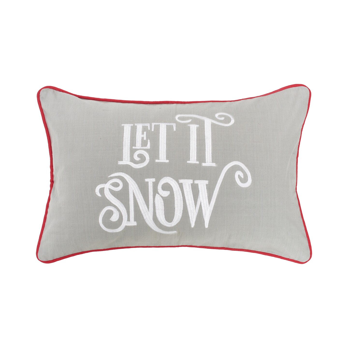 "Let It Snow" Christmas Cotton Blend Printed Gray Accent Throw Pillow 14" x 22"