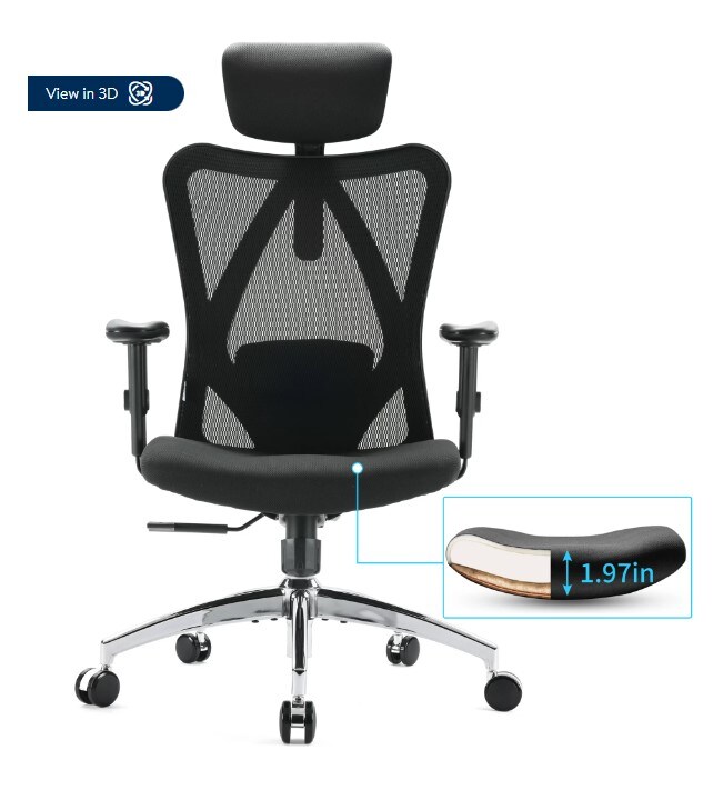 Ergonomic Office Chair, Mesh Computer Desk Chair with Adjustable Lumbar Support, Big and Tall High Back Chair in Black