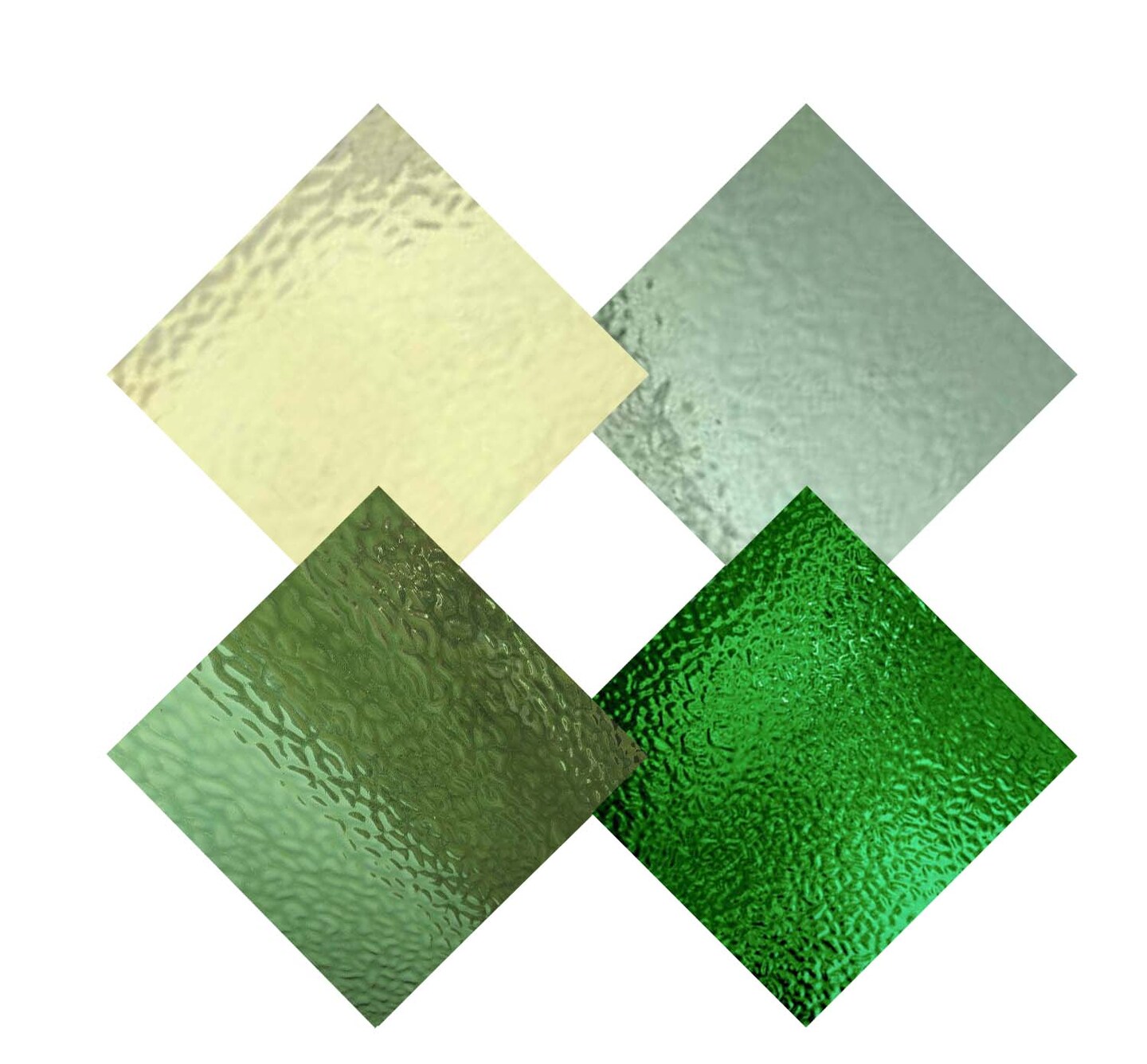 Wissmach 4 Sheet Mixed Color Variety Stained Glass Pack and Mosaic Glass, Green