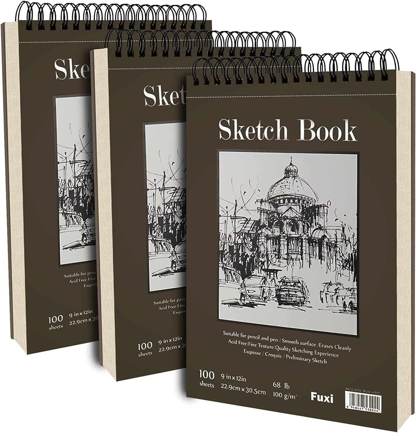 100 Sheets of Spiral Bound Sketch Book 9X12 Inch Drawing Paper