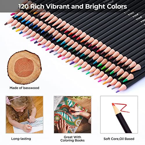 hhhouu 120 Coloured Pencils Set, Artist Professional Art Supplies, Soft Wax  Cores A20 for Adult Colouring Books, Kids Drawing HO-P120
