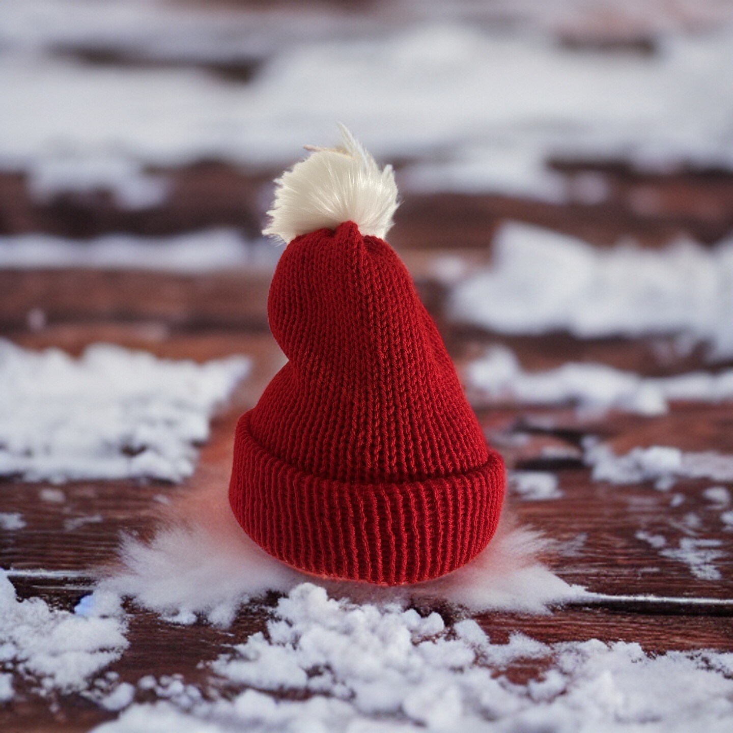 Red and white beanie top hat