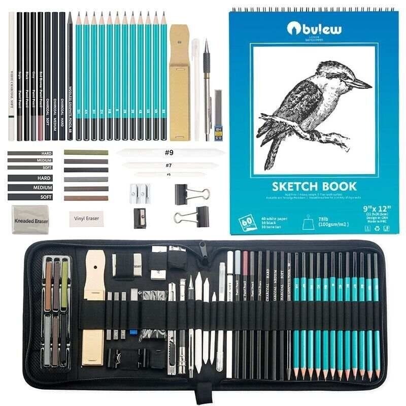 Drawing Artist Kit Set with Pencils Sketch Charcoal and Art Bag