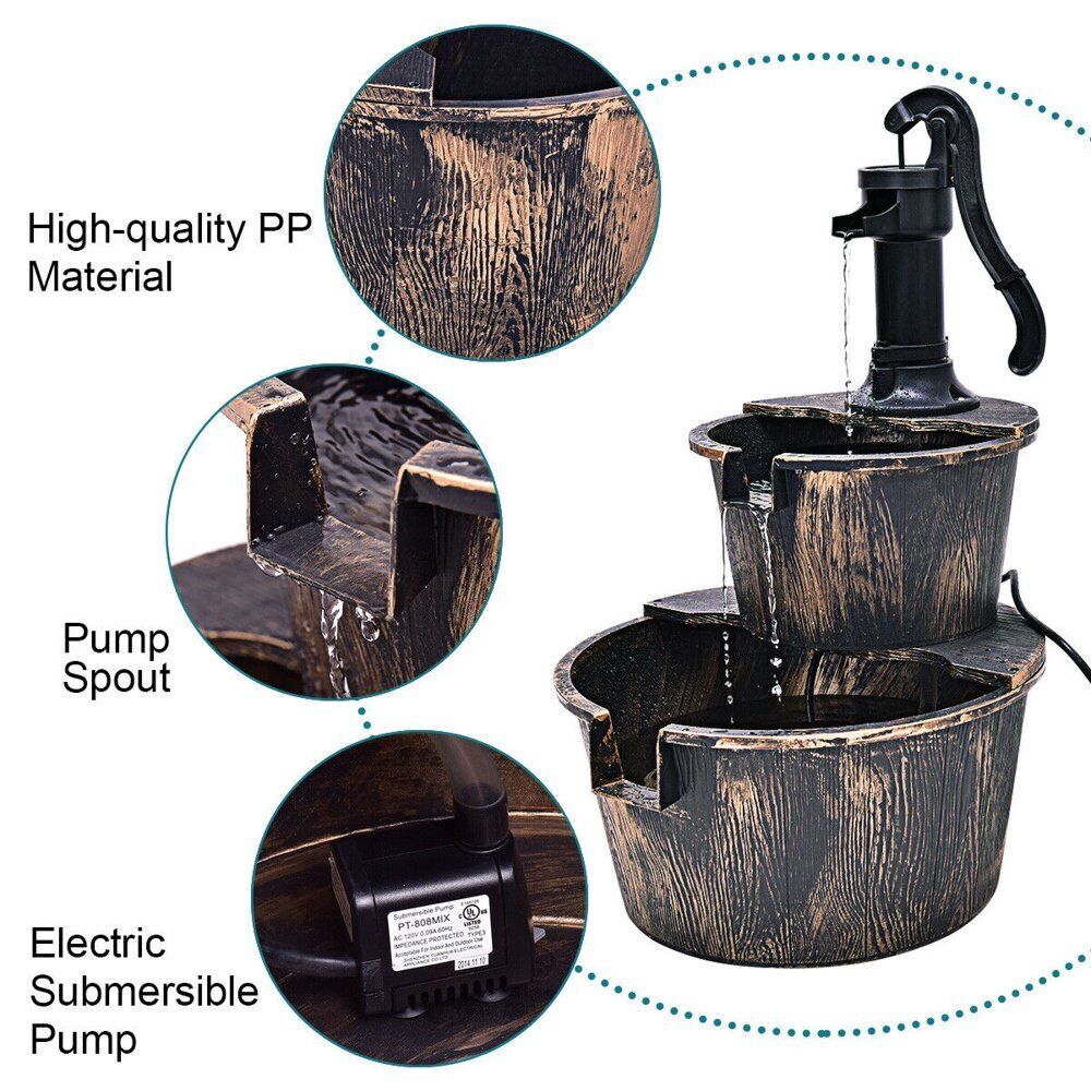 2 tier High Quality Washtub Fountain Garden Decor