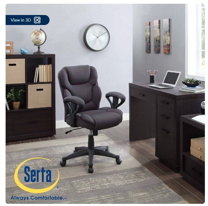 Large and Sturdy Fabric Manager Office Chair, 300 lbs Capacity, Gray