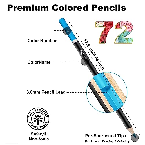 Yagol Colored Pencils for Adult Coloring Books, 72 Colored Professional  Drawing Pencils, Art Supplies for Sketching, Shading for Beginners, kids 