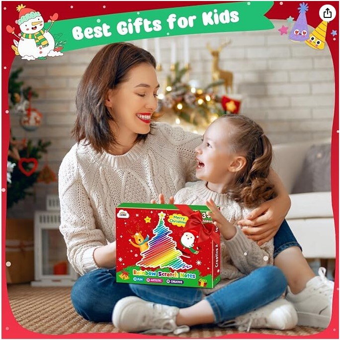 Rainbow Scratch Art Notebook 16 Pack Scratch Art in Bulk for Children's Birthday Party Favors, Girls and Boys Christmas Gifts, Toy Scratch Pads, and Classroom Prizes