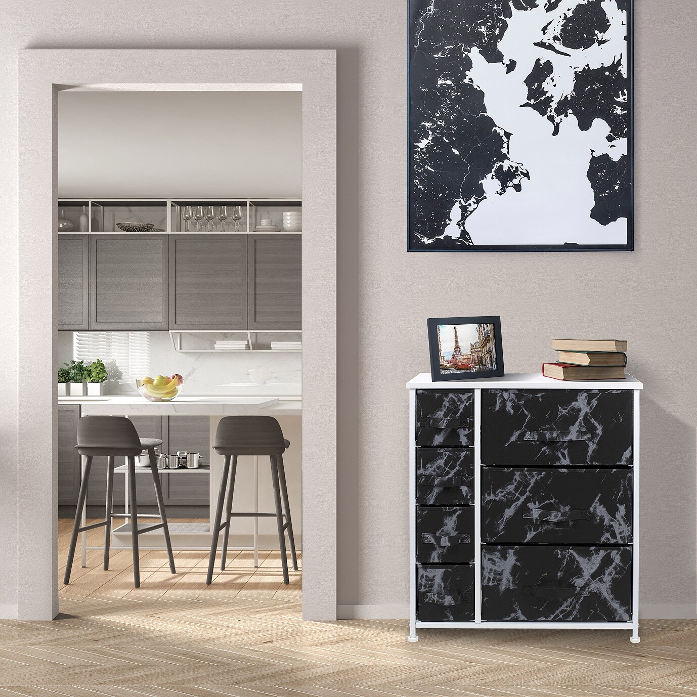 Sorbus Dresser with Drawers - Furniture Storage Tower Unit for Bedroom, Hallway, Closet, Office Organization - Steel Frame, Wood Top, Easy Pull Fabric Bins