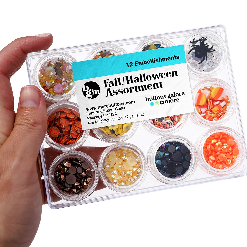 Buttons Galore Fall Halloween Embellishment Assortment for Crafts - 12 Colors