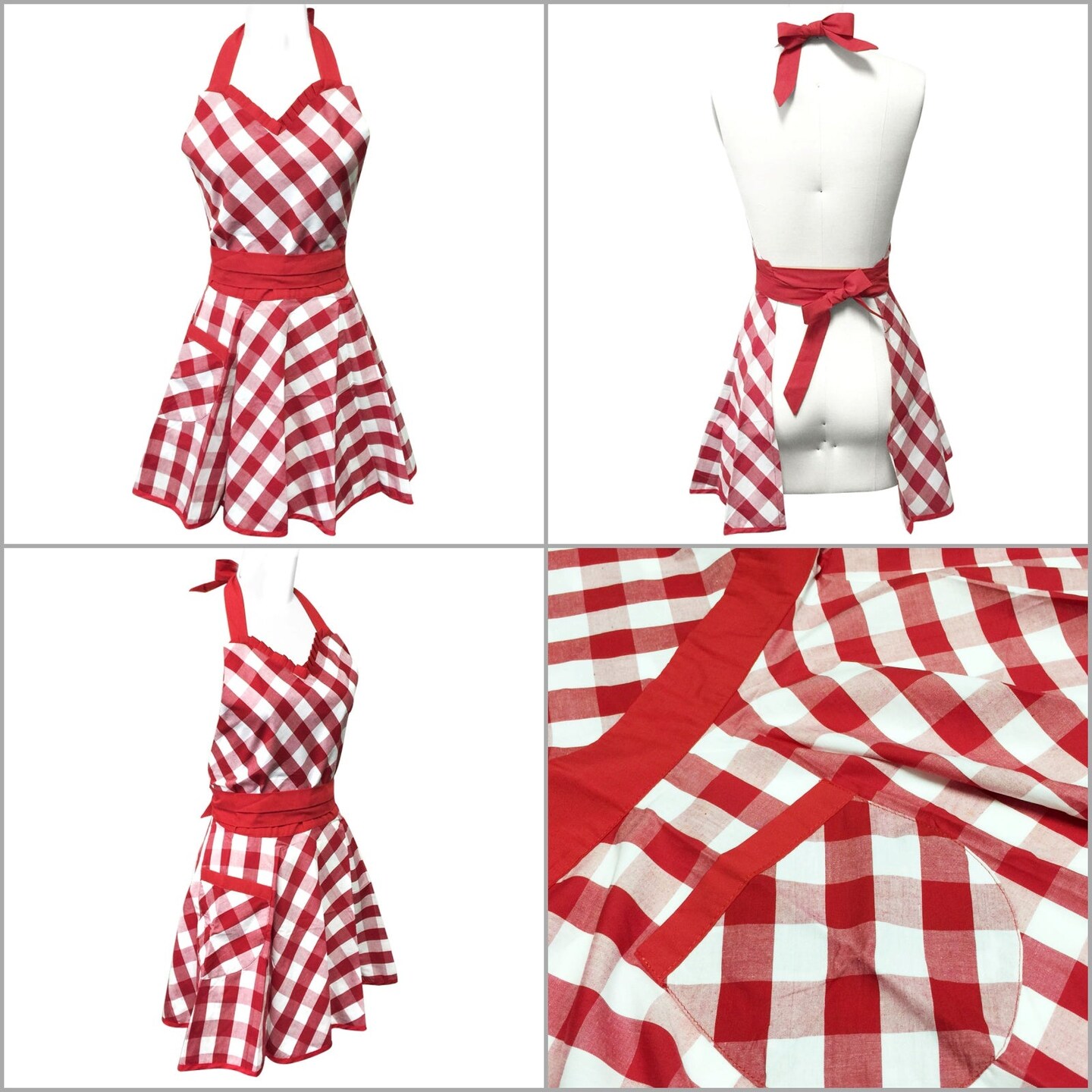 Wrapables Adjustable Flirty Hostess Apron, Red Gingham