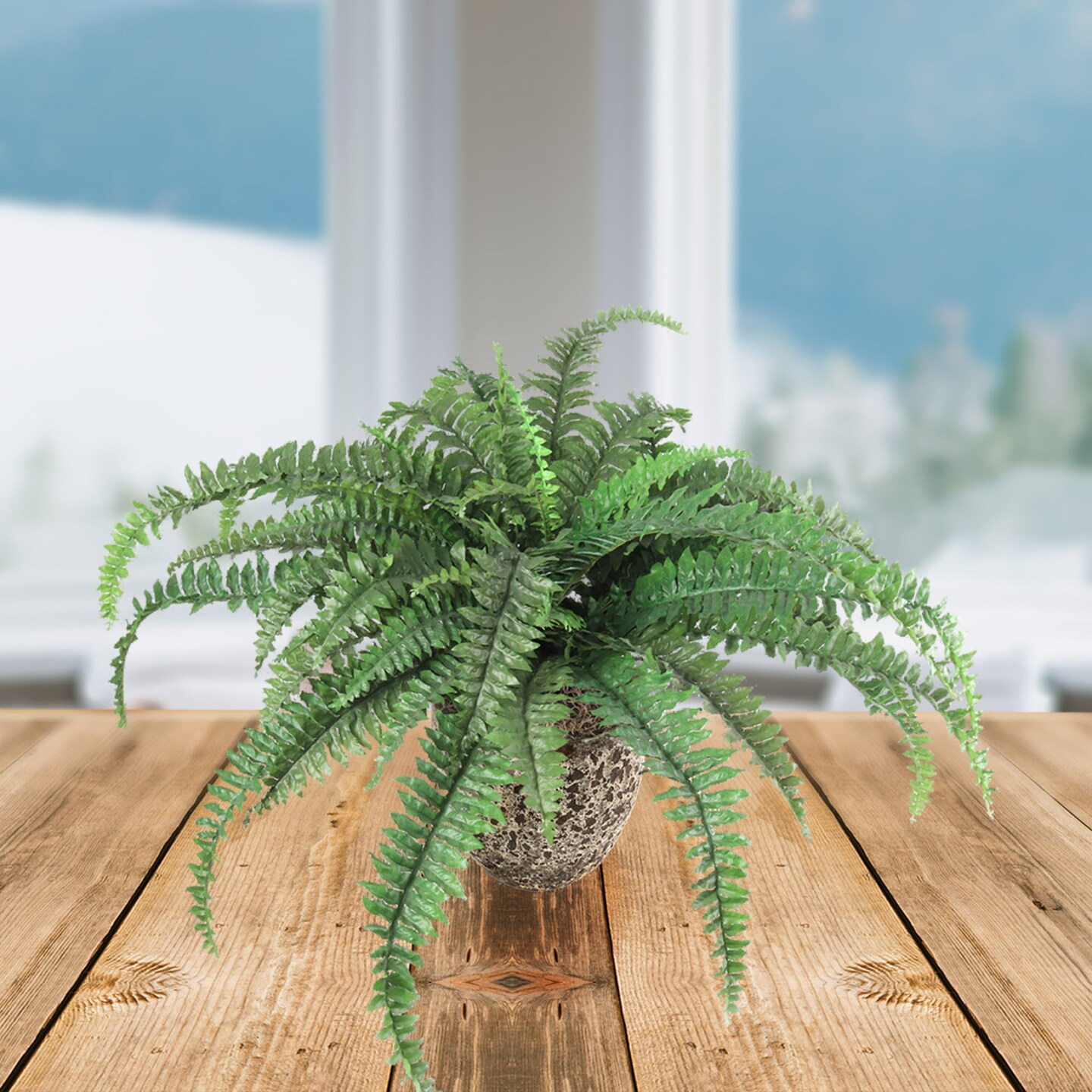 32&#x22; Boston Fern Plant with 48 Realistic Silk Fronds &#x2013; Lush Faux Greenery for Home &#x26; Office