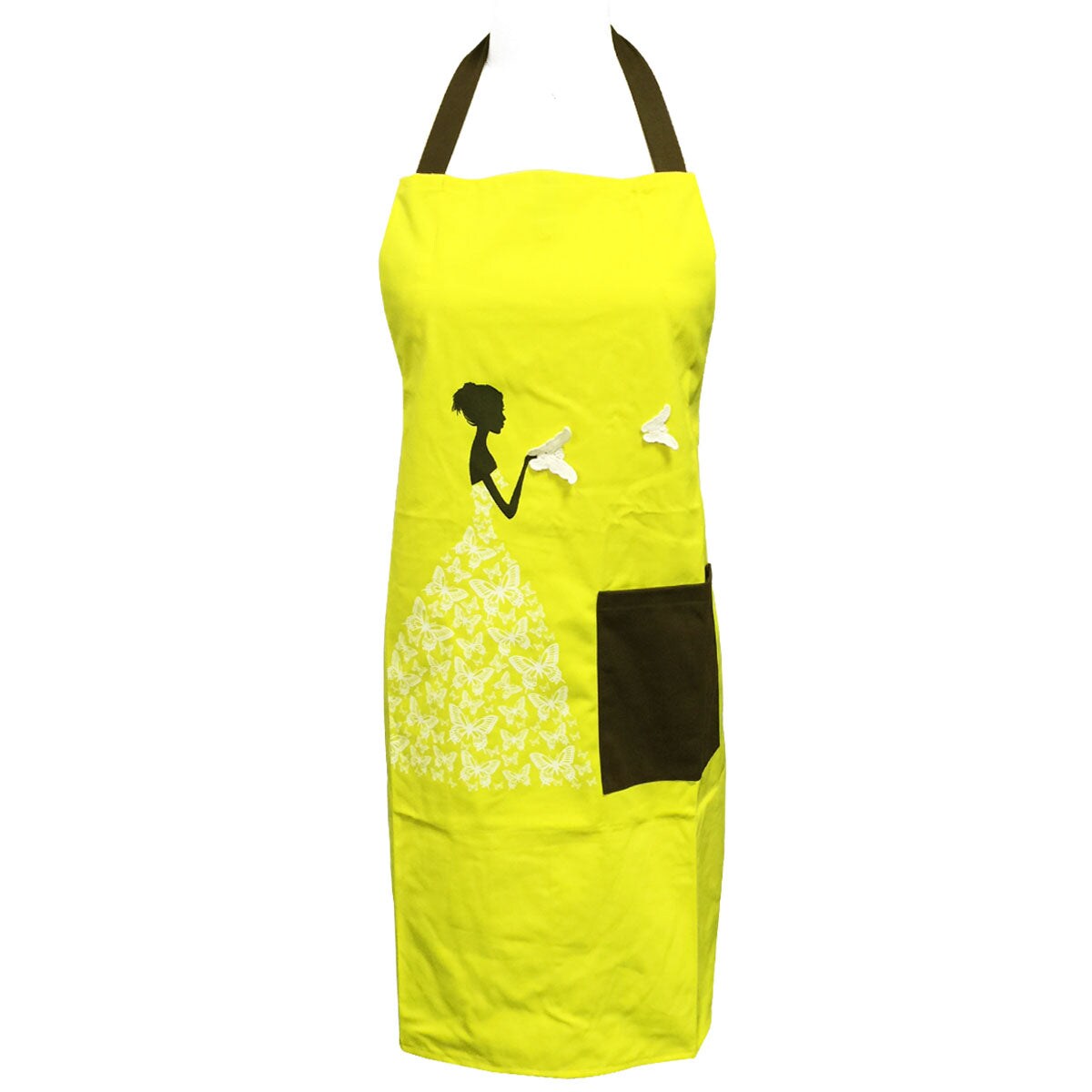 Wrapables Butterfly Girl Adjustable Work Apron, Yellow