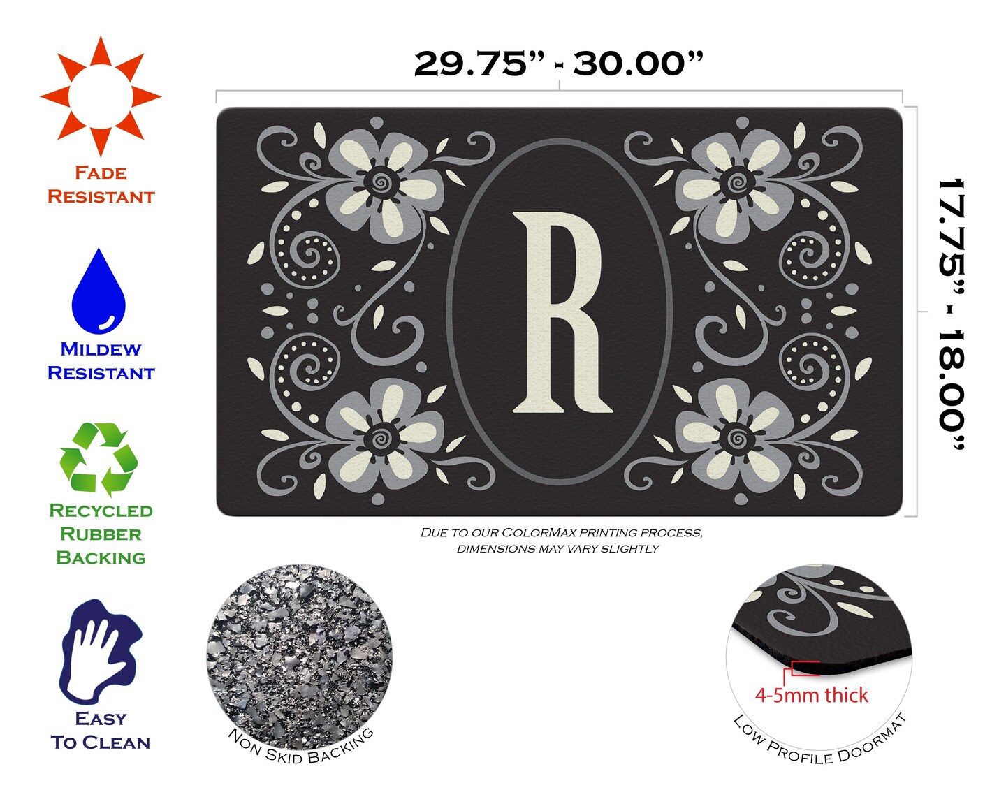 Classic Monogram - R Door Mat (18 x 30&#x22;)