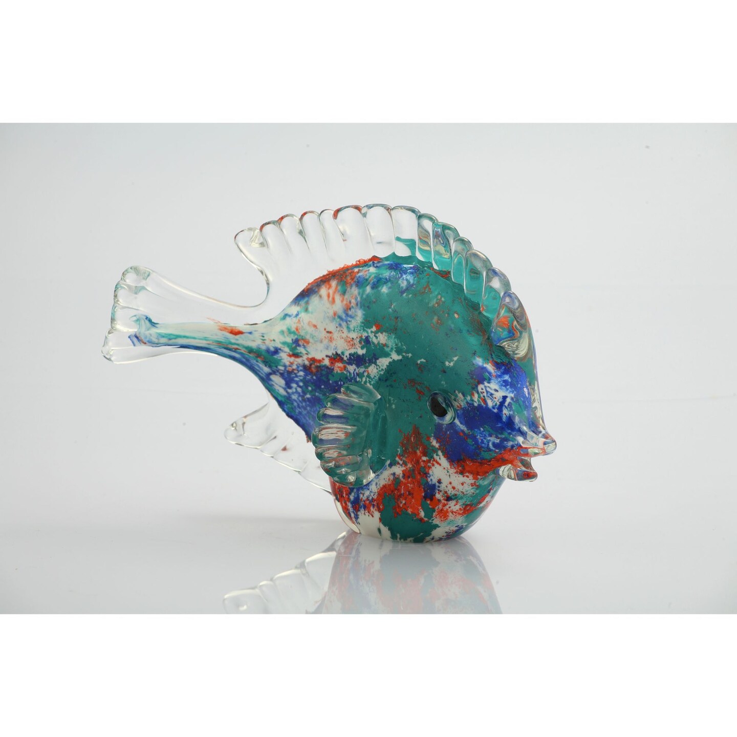CC Home Furnishings 7.5" Vibrantly Colored Hand Blown Glass Fish Figurine