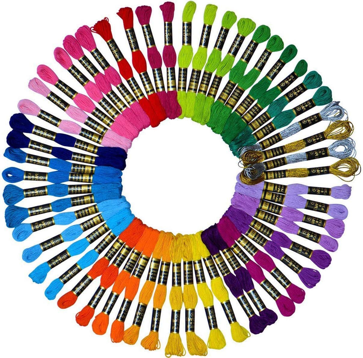 50 Skeins Embroidery Floss Rainbow Color Cross Stitch Threads,diy