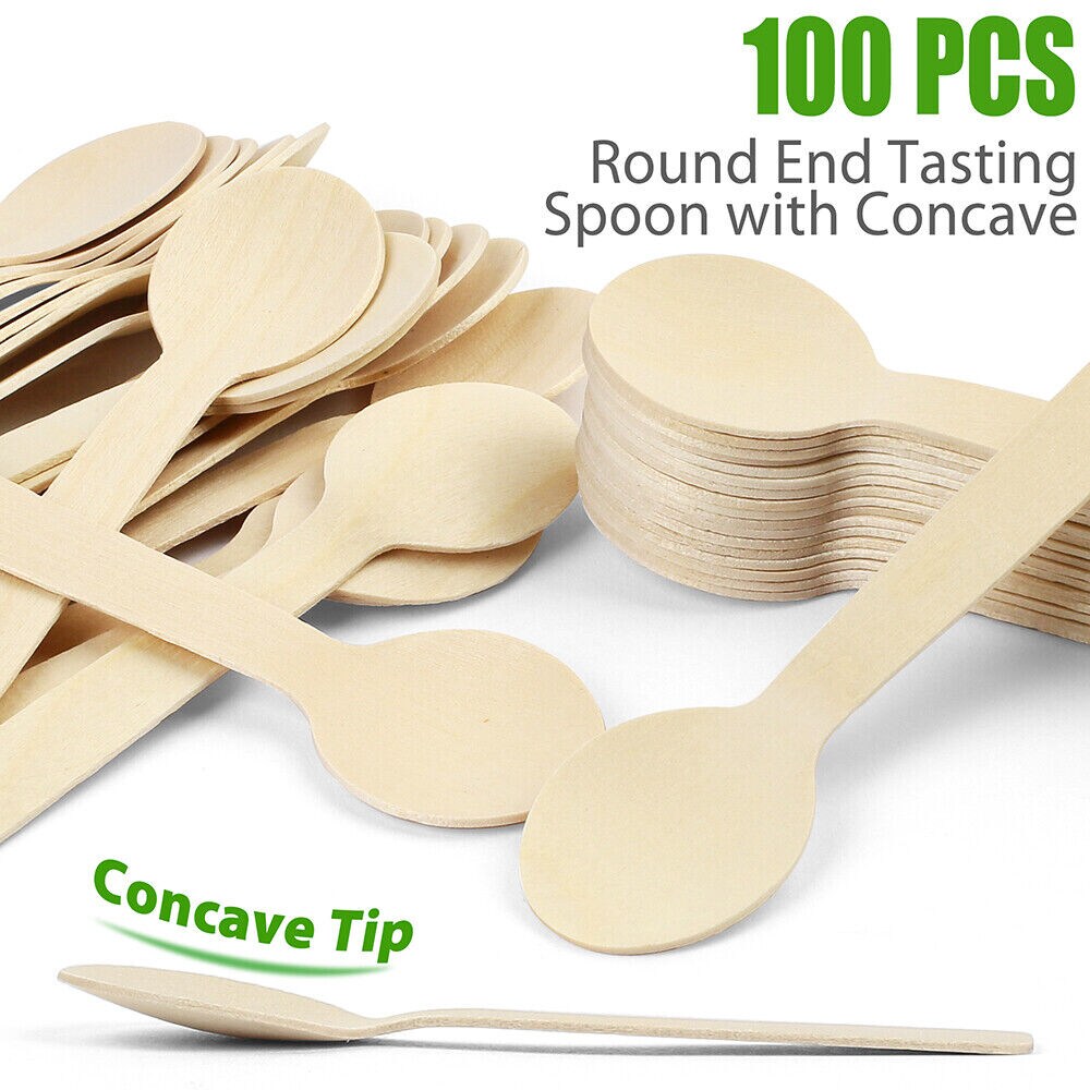 4&#x22; Mini Wooden Spoons 100ct Disposable