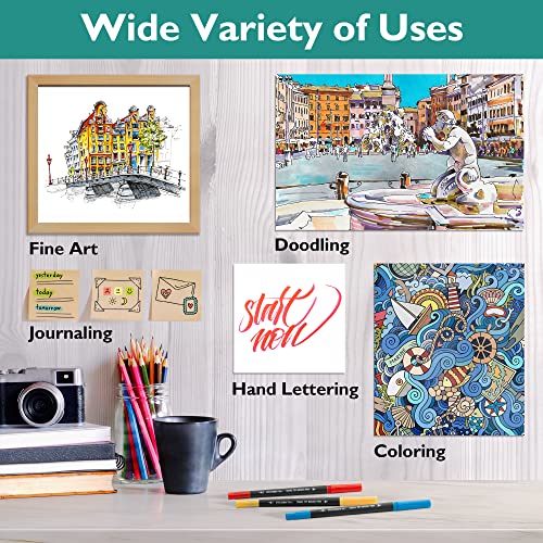 Dual Brush Marker Pens - 24 Colored Art Markers, Fine Point & Brush Tip Water Based Markers, for Kids Adult Coloring Books Bullet Journals Planners, Note Taking Sketching Drawing Art