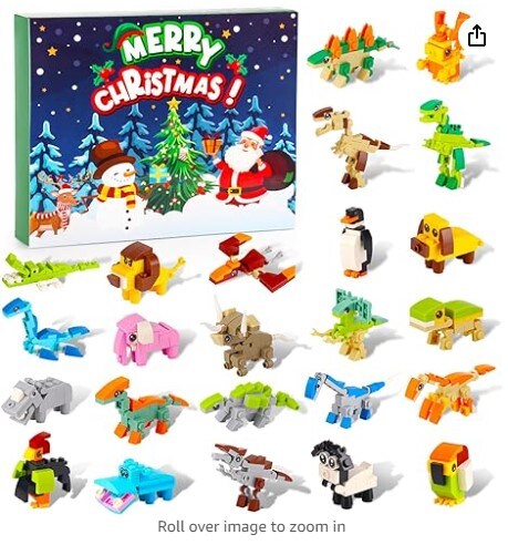 24 Days Animal Building Blocks Advent Calendar 2023 Surprise Christmas Animal Building Toys for Kids, Christmas Countdown Calendar Christmas Gifts for Boys and Girls Aged 4 to 12 Years