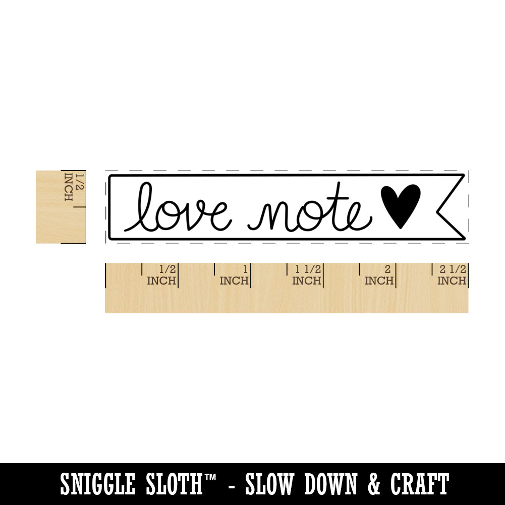 Love Note Heart Cursive Rectangle Rubber Stamp for Stamping Crafting