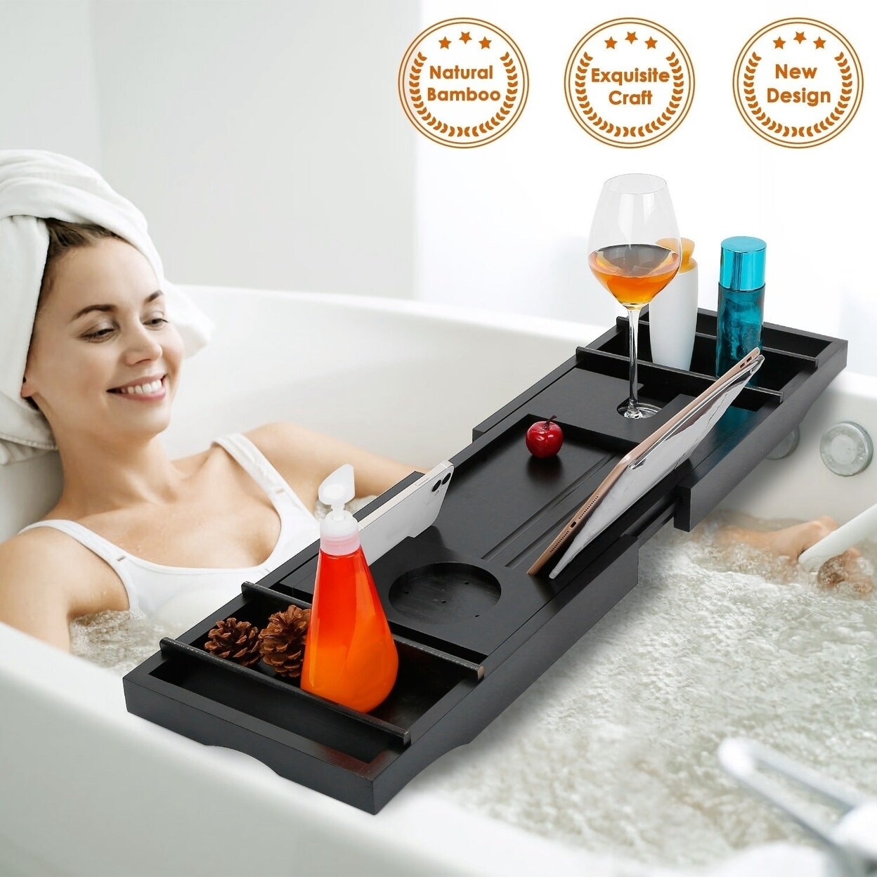 Extendable Bathtub Caddy and Organizer