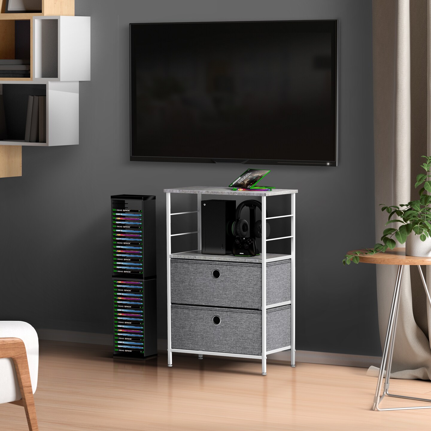Sorbus Nightstand 2-Drawer Shelf Storage - Bedside Furniture &#x26; End Table Chest Dresser with Steel Frame, Wood Top &#x26; Easy Pull Fabric Bins for Home, Bedroom, Closets, Bathroom, Office &#x26; College Dorm