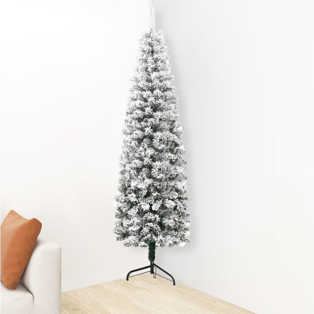 Slim Artificial Half Christmas Tree with Flocked Snow