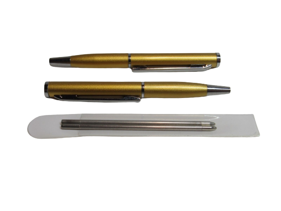 Kitcheniva 2 Super Mini Brushed Gold Metal Ballpoint Pen 2 Extra Refills