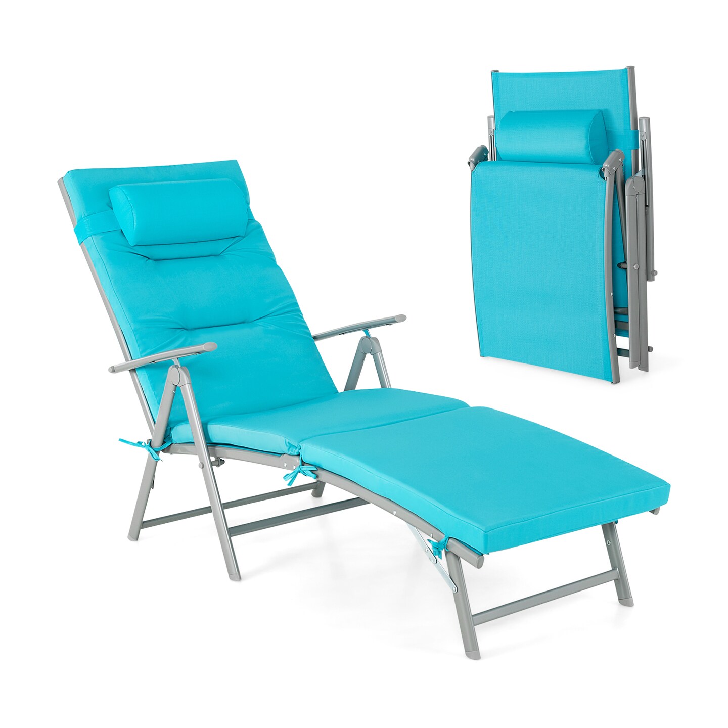 Folding Chaise Lounge Chair Outdoor Reclining Chair for Backyard-Tuiquoise