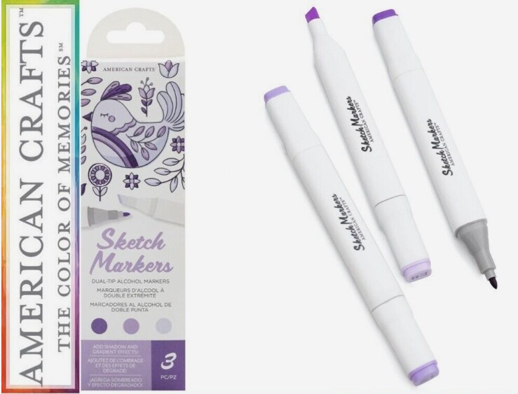 American Crafts - Sketch Markers Collection - Dual Tip - Chisel and Fine Point - VioletLance 3 Pack 34007536
