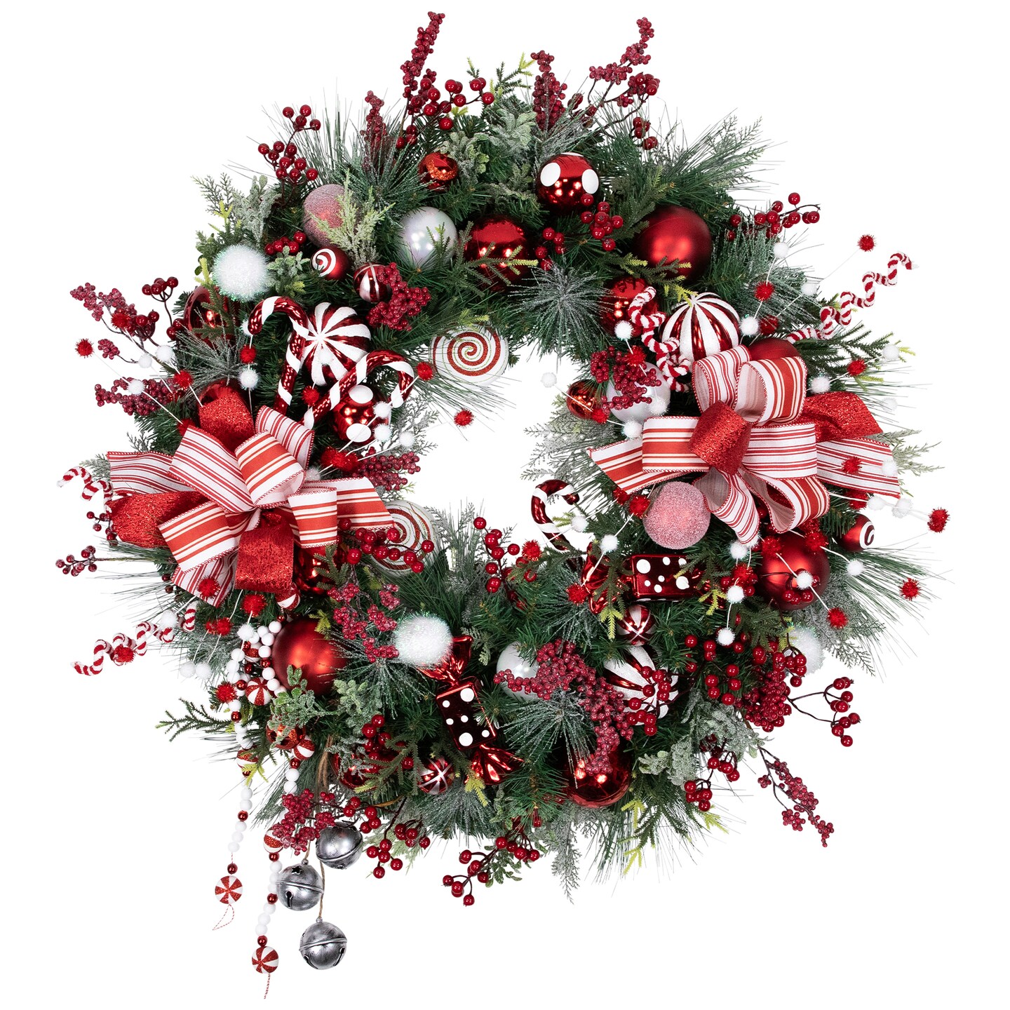 Northlight Peppermint Candy Artificial Pine Christmas Wreath - 42&#x22; - Unlit