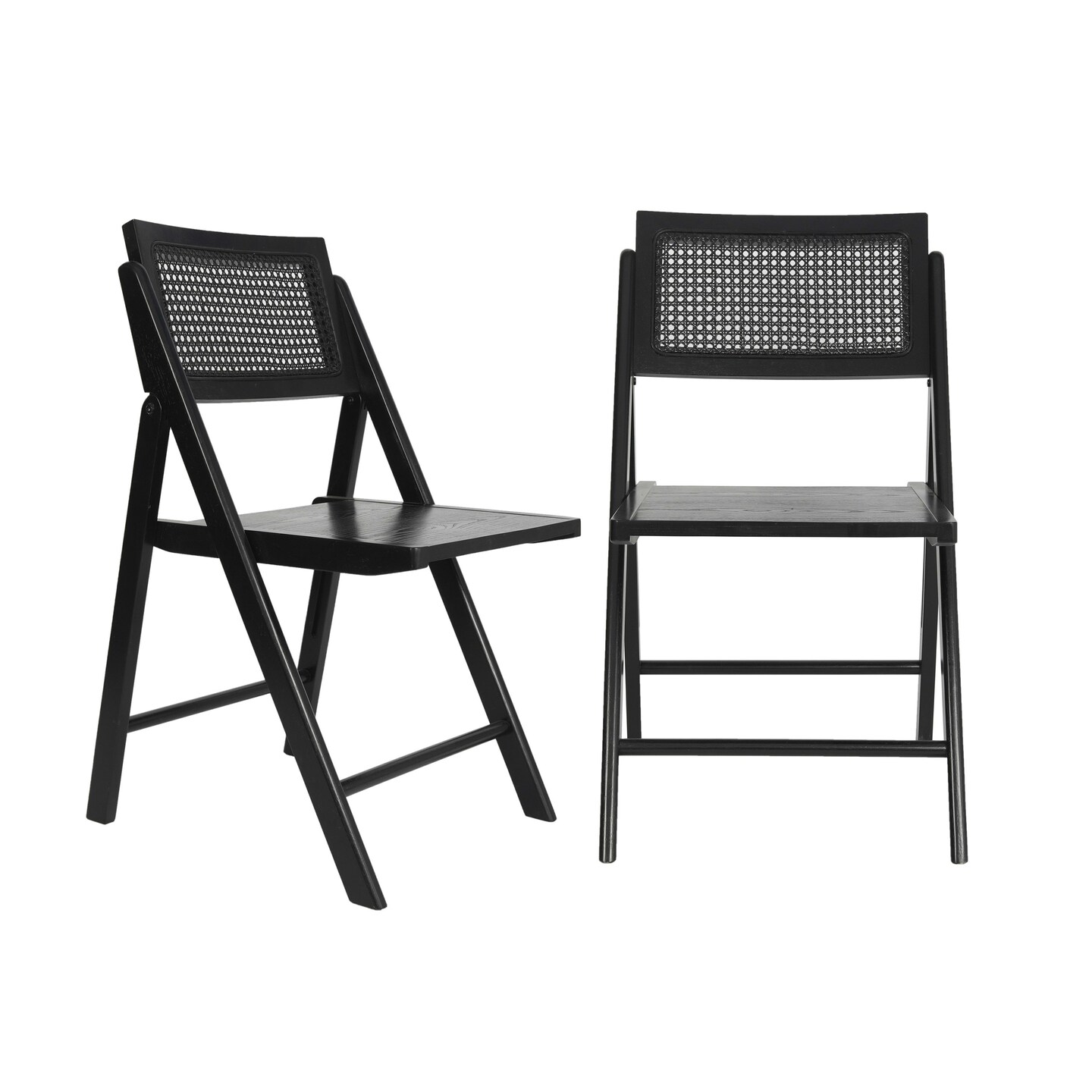 Merrick Lane Gordon Set of 2 Cane Rattan Folding Chairs