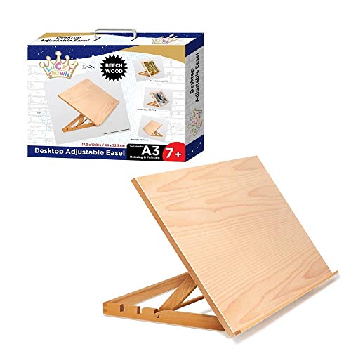 Adjustable Wood Desk Table -Light Weight, Easel with Strong Support
