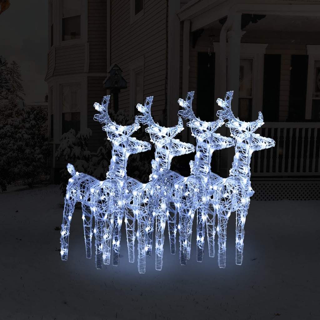 4 pcs Christmas Reindeers  Blue 160 LEDs Acrylic