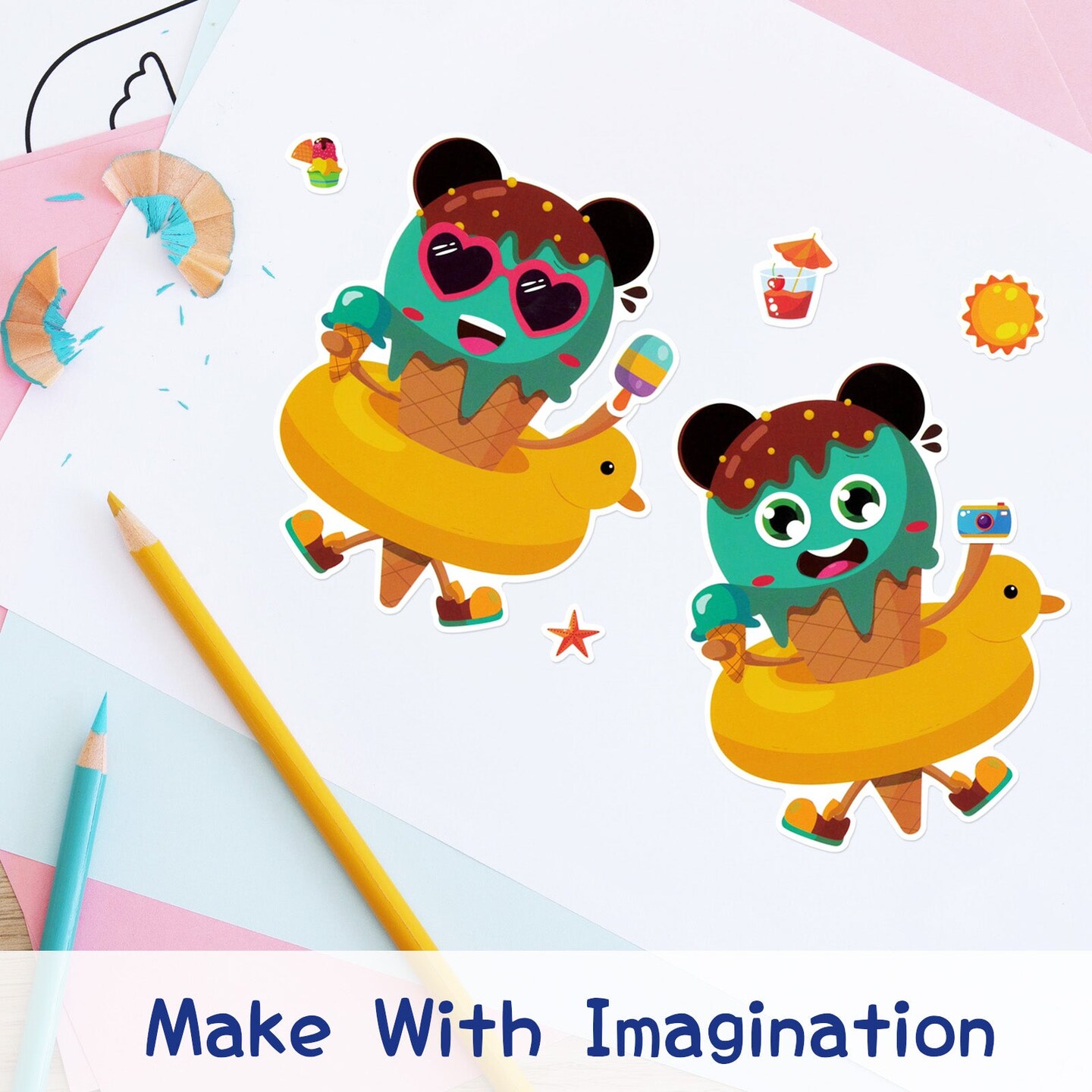 Wrapables Make Your Own Sticker Sheets, DIY Make a Face Animal, Food, Party Favor Stickers (24 Sheets)