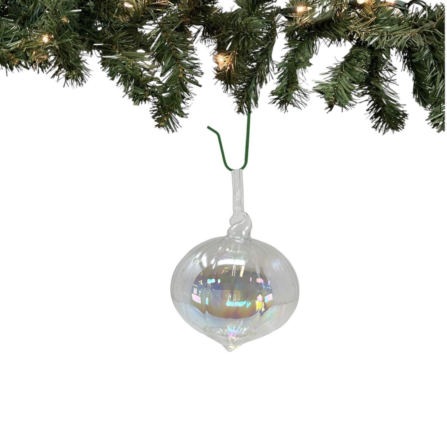 Clear Iridescent Glass Christmas Ornament