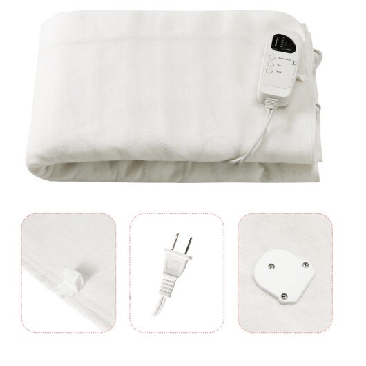 White Polyester Electric Heated Blanket with 5-Mode Temperature Control