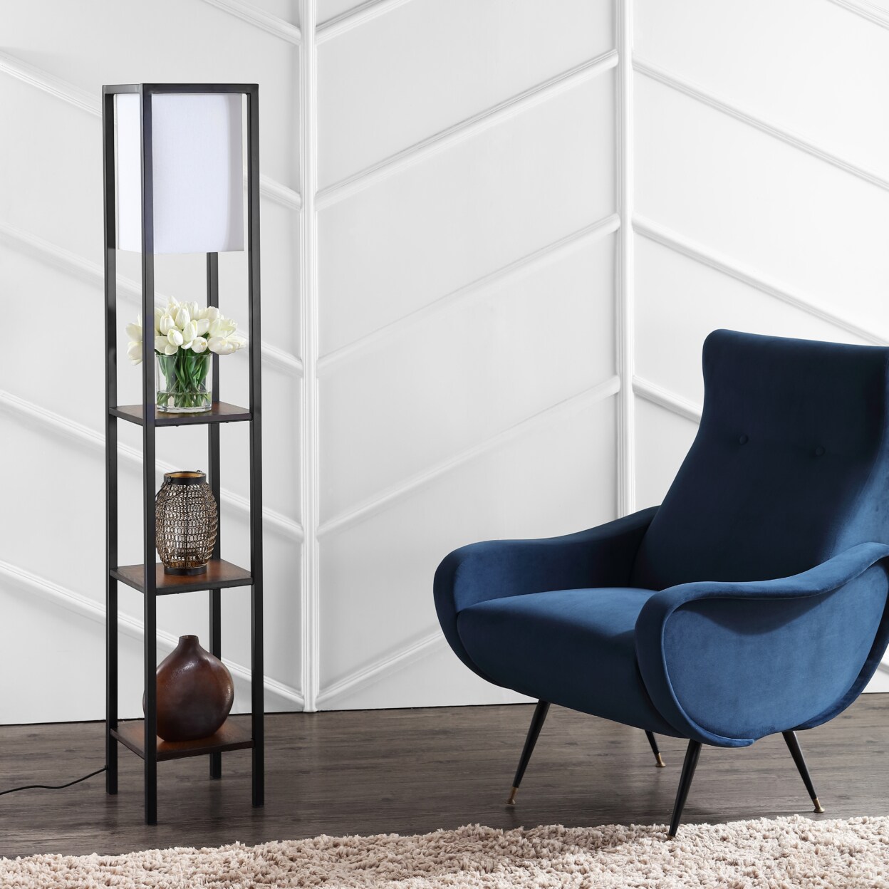 Safavieh   Rista Shelf Floor Lamp  Cherry / Black