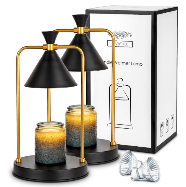 Marycele Candle Warmer Lamp, Electric Candle Lamp Warmer, Gifts for Mom, Bedroom Home Decor Dimmable Vintage Wax Melt Warmer for Scented Wax with 2 Bulbs, Jar Candles, House Warming Gifts