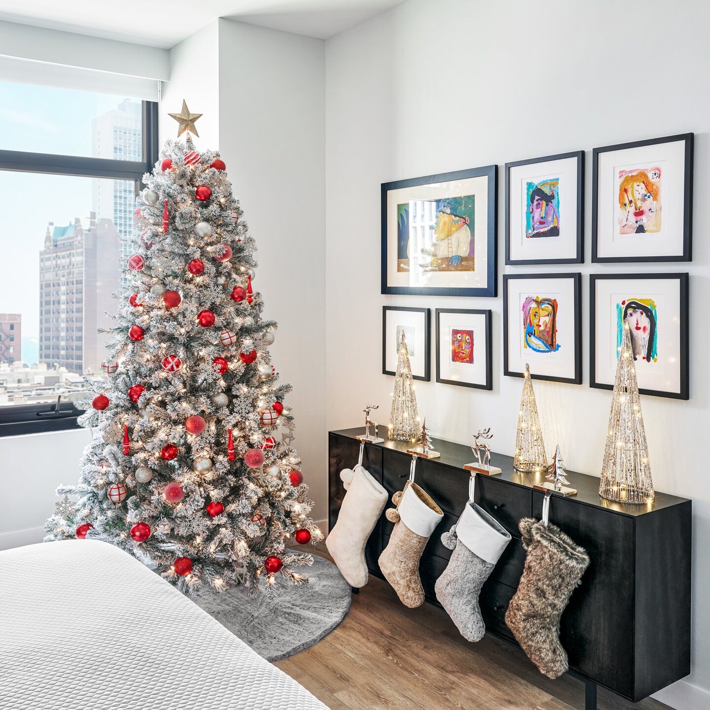 Arctic Grey Faux Fur Christmas Tree Skirt - 60&#x22;