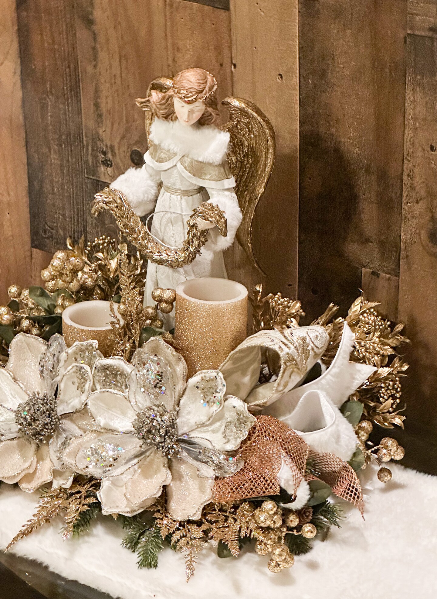 Christmas centerpiece, Christmas table decor, Christmas angel table decor, holiday floral arrangement, Christmas gift, holiday decor, angel product 4